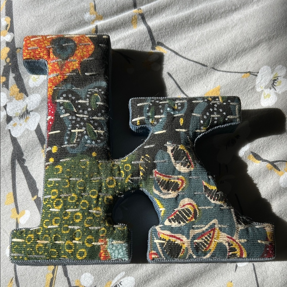 Anthropologie Multicolor Patterned 'K' Wall Art